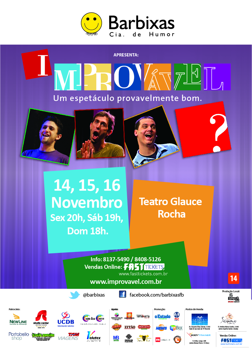 Cia. Barbixas de Humor – “Impovável” 14, 15 e 16 de Novembro – Teatro Glauce Rocha – Campo Grande – MS