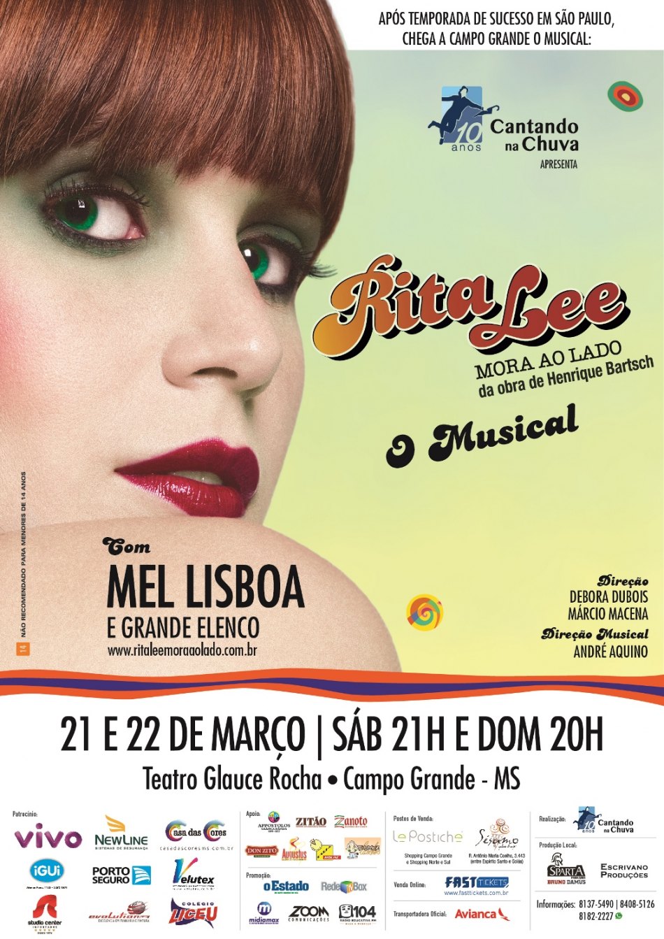 “Rita Lee Mora ao Lado” – O Musical – com Mel Lisboa 21 e 22 de Março – Teatro Glauce Rocha – Campo Grande – MS