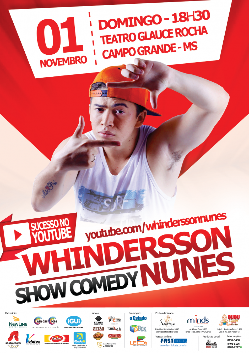 Whindersson Nunes – “Show Comedy” 01 de Novembro – Teatro Glauce Rocha – Campo Grande – MS