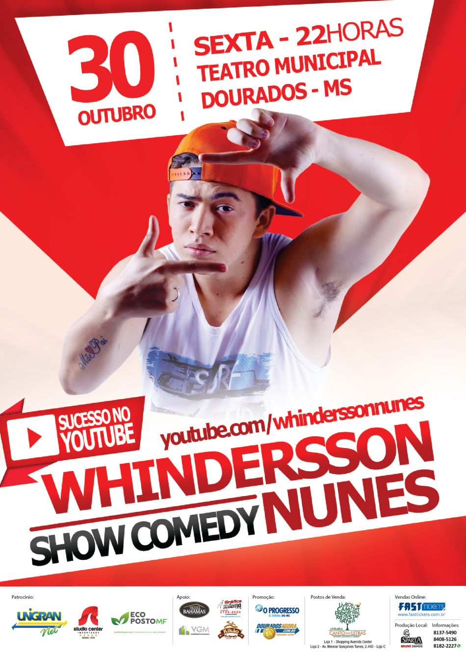 Whindersson Nunes – “Show Comedy” 30 de Outubro – Teatro Municipal – Dourados – MS