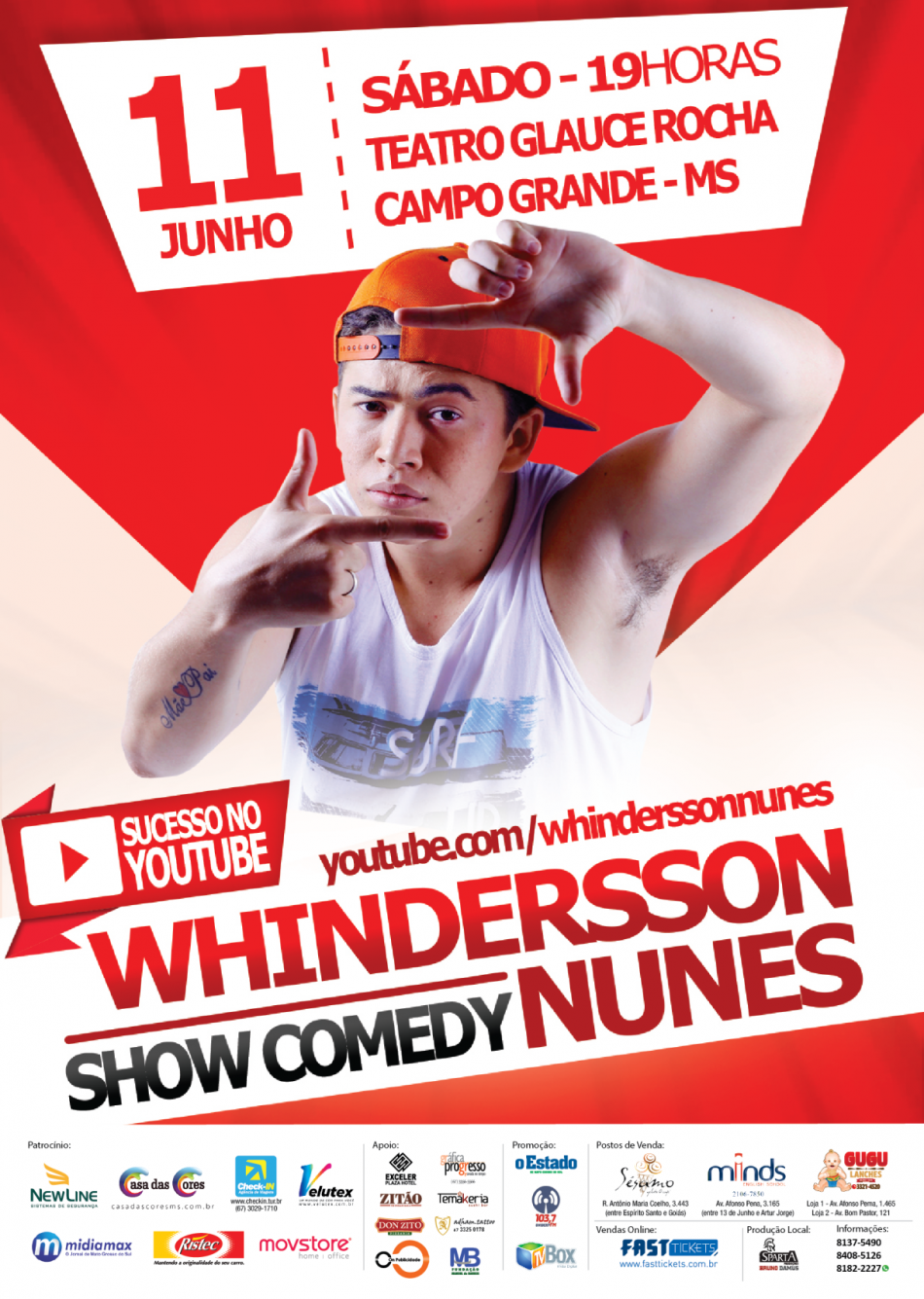 Whindersson Nunes – “Show Comedy” 11 de Junho – Teatro Glauce Rocha – Campo Grande – MS