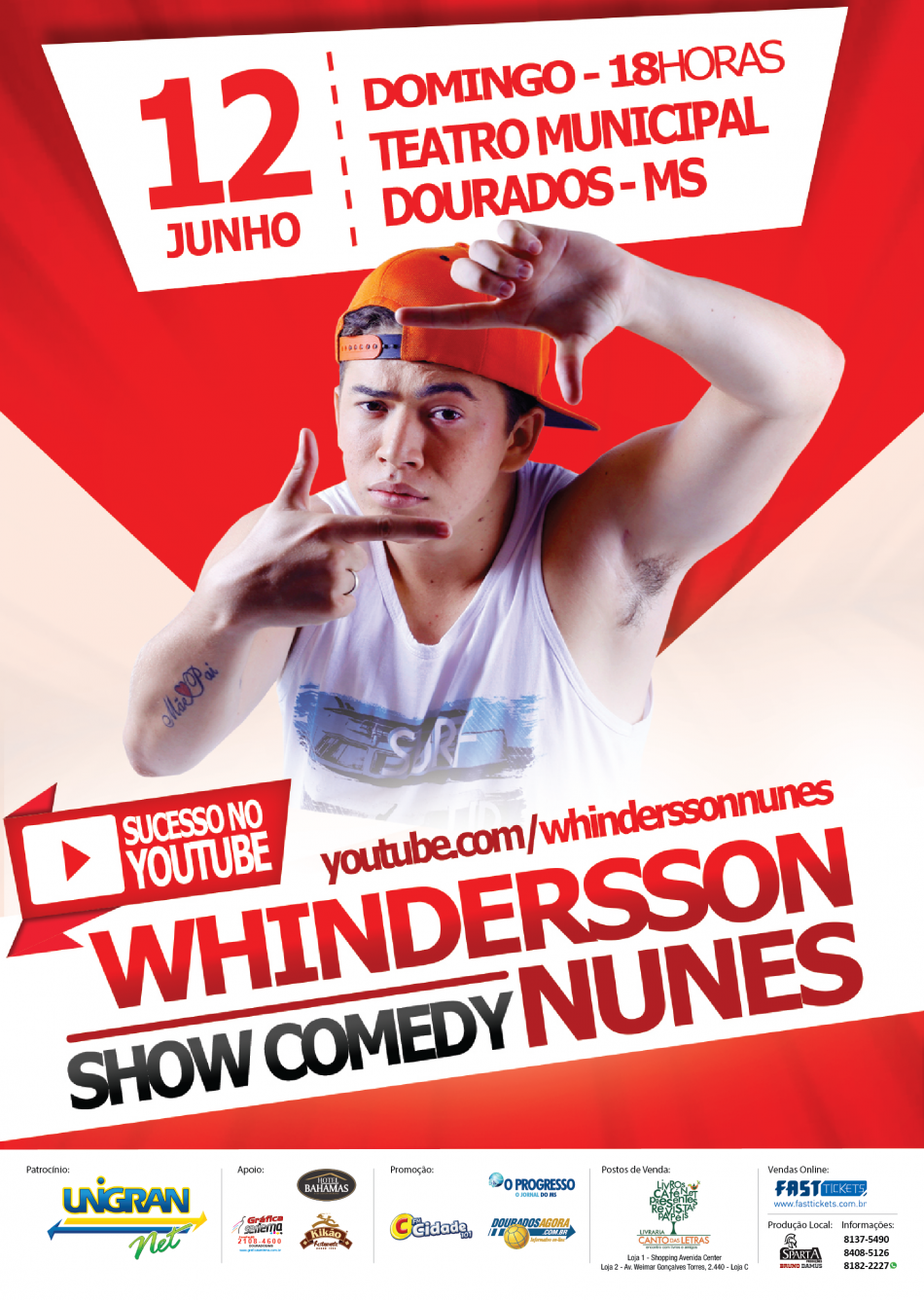 Whindersson Nunes – “Show Comedy” 12 de Junho – Teatro Municipal – Dourados – MS