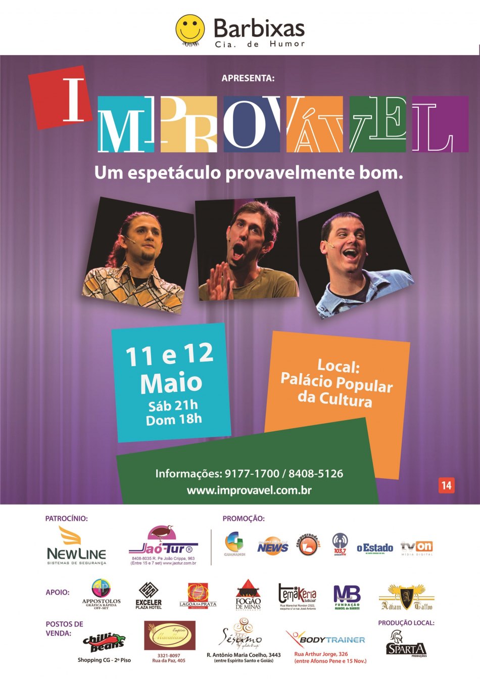 Cia. Barbixas de Humor – “Impovável” 11 e 12 de Maio – Palácio Popular da Cultura – Campo Grande – MS