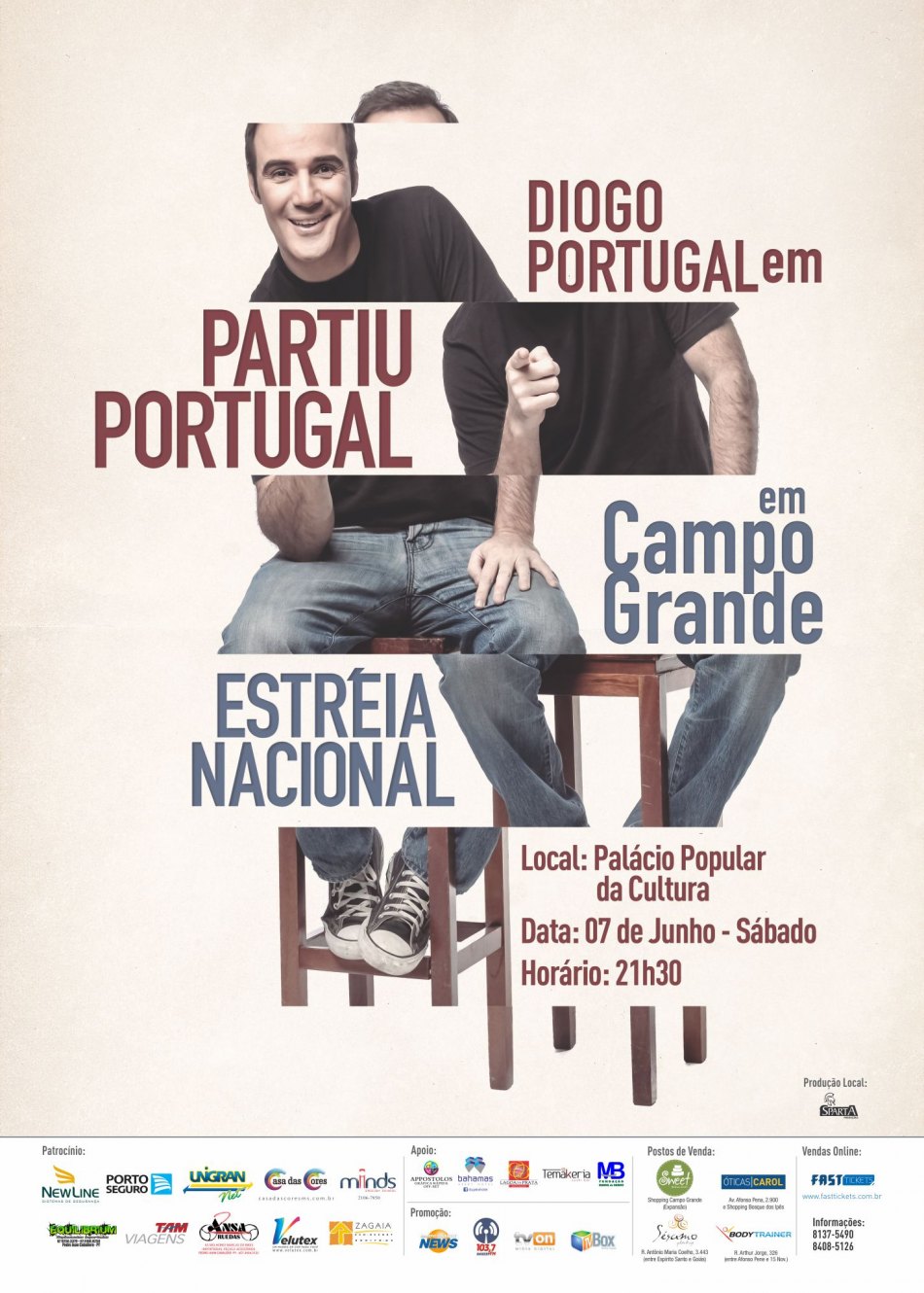 Diogo Portugal – Stand Up Comedy “Partiu Portugal” 07 de Junho – Palácio Popular da Cultura – Campo Grande – MS