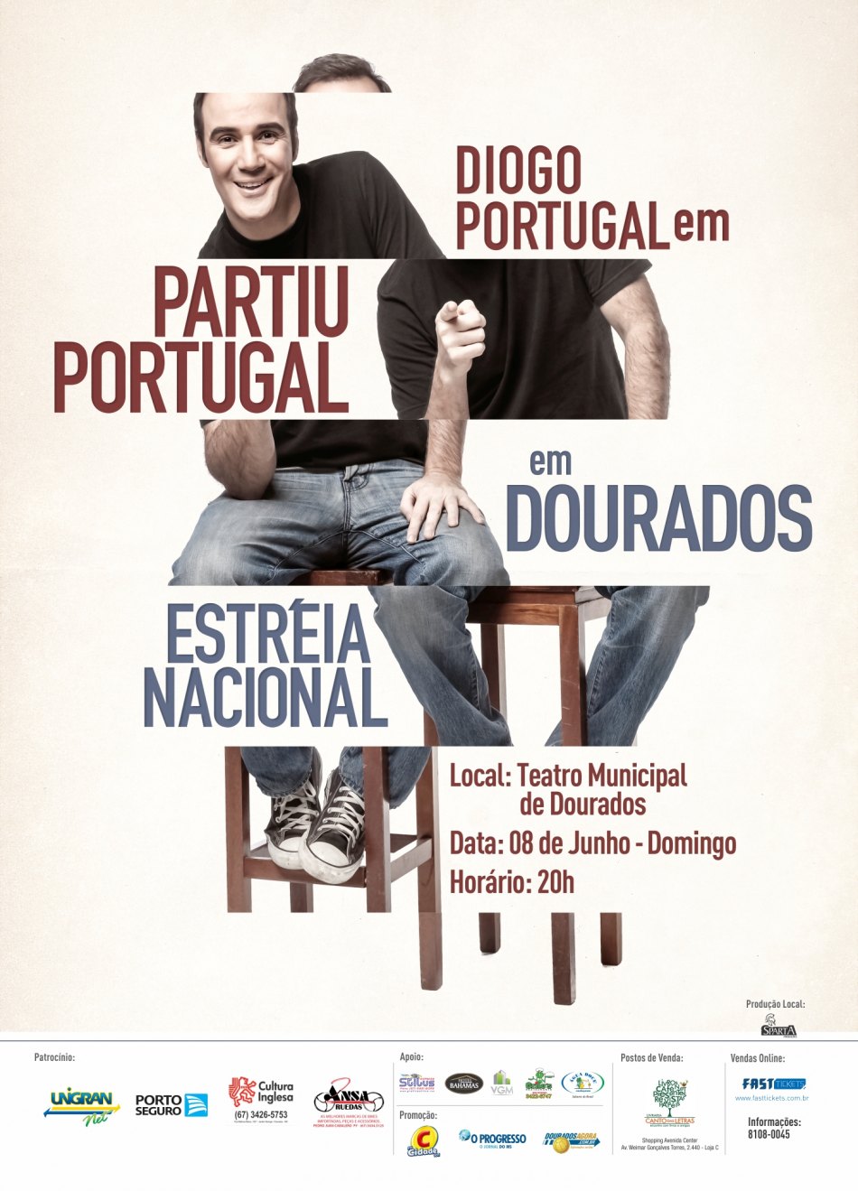Diogo Portugal – Stand Up Comedy “Partiu Portugal” 08 de Junho – Teatro Municipal – Dourados – MS